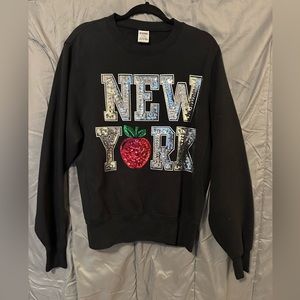 Pink brand bling sequined NEW YORK sweatshirt